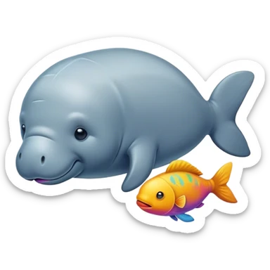 manatee and a little fish sticker
