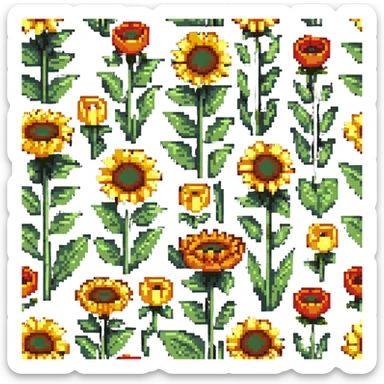 sunflowers and lilies blooming sticker