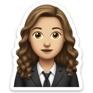 White girl with Long brown hair lawyer sticker