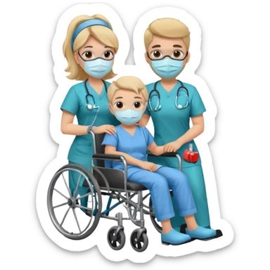 a nurse is taking care of a person in wheelchair sticker