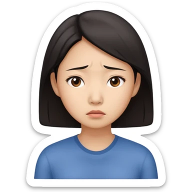 worried asian woman sticker