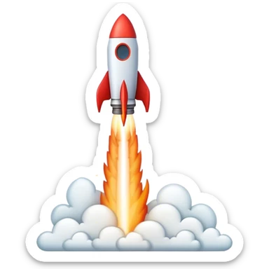 Minimalist emoji of a growth graph ending with a small rocket taking off sticker