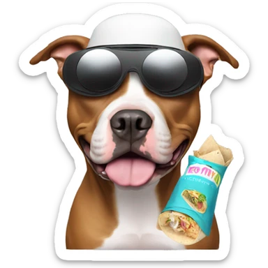 Pitbull with burrito and VR headset  sticker