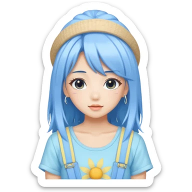 Blue Pastel Gyaru Summer Girl sticker