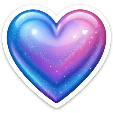 glitter heart with tri-color blue, pink, lavender sticker