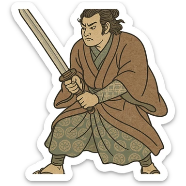 ukiyo-e style man with broadsword sticker