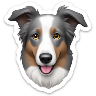 Elderly, greying, smooth-coat female border collie with a patch pink above her black nose. sticker