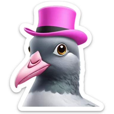 Pigeon wearing a pink top hat  sticker