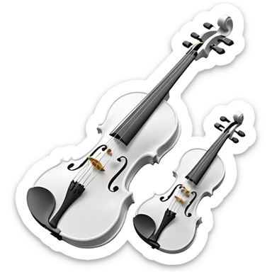 A pure white violin, sleek and elegant, animated style, soft glow, premium 3D-like shading, high resolution, minimalistic background, cheerful and visually appealing, perfect for Telegram emoji or sticker sticker