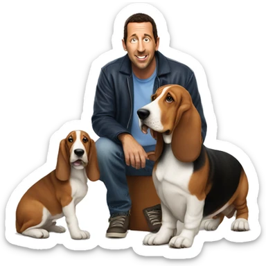 Adam Sandler with basset hound sticker