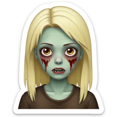 faça uma menian zumbi com o cabelo liso castanho escuro com algumas mechas loiras sticker