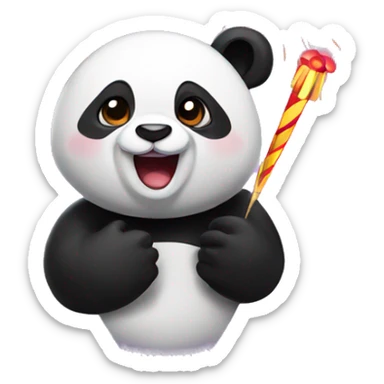 Panda with fireworks sticker