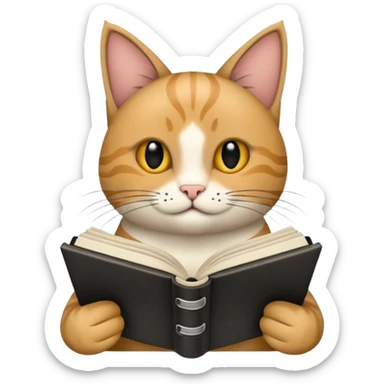 gato del egeo con manchas negras feliz en abriendo una libreta anillada  sticker