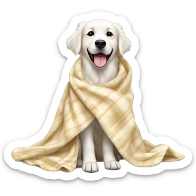White Golden retriver with blanket sticker