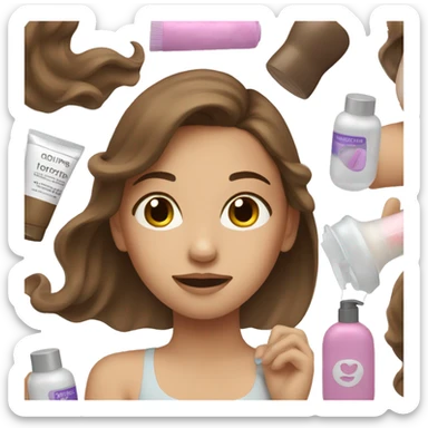 Girl with brown hair doing skincare sticker