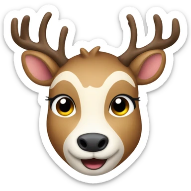 deer with a christmas happy face sticker