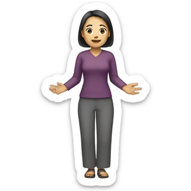 Asian woman (full-body) (both arms raised) sticker