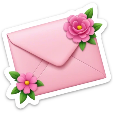 pink Love letter with flowers  sticker