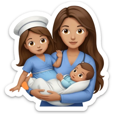 Nursing mom with long brown hair and baby boys sticker