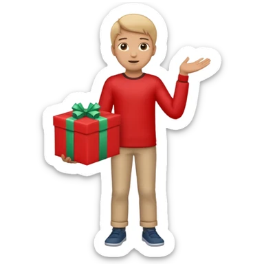 full body boy extending hand to receive a present. sticker