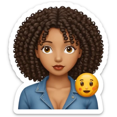 Black girl with curly hair with big bobs sticker
