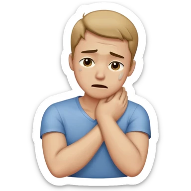 guy crossing arms holding neck crying sticker