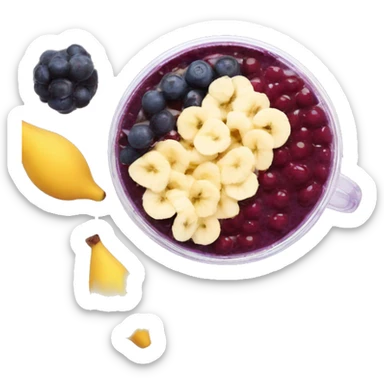 Açaí in a clear cup with layers of fruits and granola and condensed milk sticker