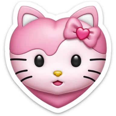 hello kitty heart`closed mouth sticker