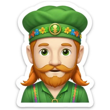 hippy leprechaun with thin mustache sticker