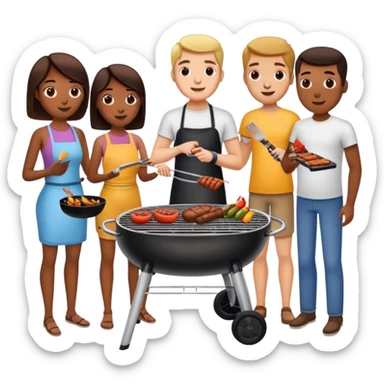 muchas personas usando una parrilla de 2 metros sticker