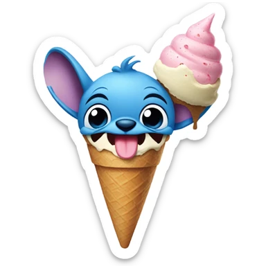 Stitch eating ice cream sticker