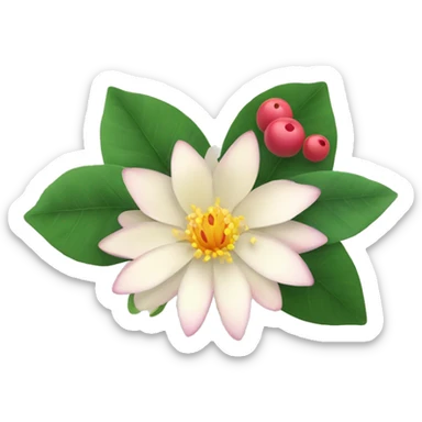 bunch of flowers including water lily and holly berries sticker
