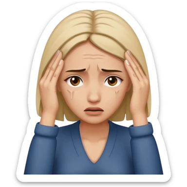 an emoji in which a woman sighs and holds her forehead with her hands...sighs!!!!!!!! woman's feeling is so bad...and.....yeah... sticker