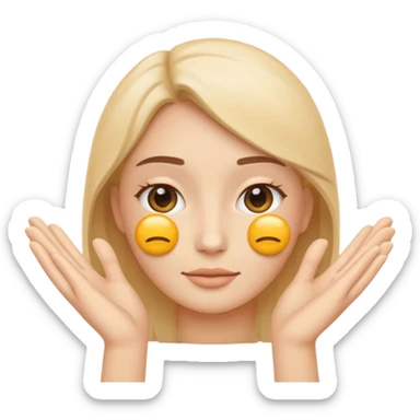 Minimal emoji representing reduced facial puffiness, soft hand gesture shaping the face contour, balanced and natural appearance, wellness-focused, simple and easy to understand
 sticker