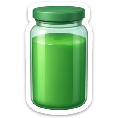 a plastic jar filled with green wax sticker