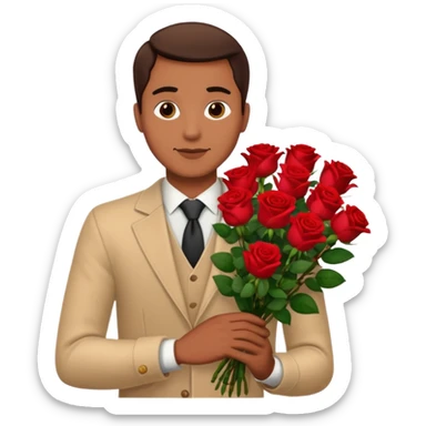 Un homme qui donne un bouquet de roses sticker