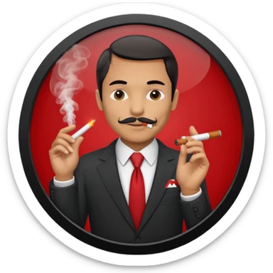 Draw a no smoking sign. Next to it, there is a man in a suit smoking a cigar. sticker