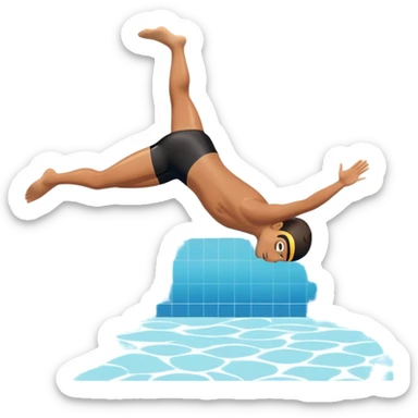 inexperienced determined person diving into a pool of divers, with a pool named confidence... glowing body  sticker