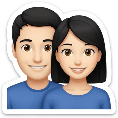 A couple with black hair and even skin smiling sticker