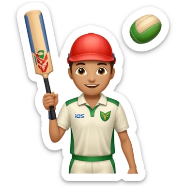 A person celebrating after winning a match of cricket sticker