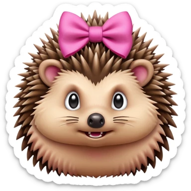 hedgehog with a pink bow make it mad  sticker