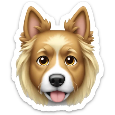 Hund braun mittel langes Haar bisschen blond und weiß im Fell schlappohren  sticker