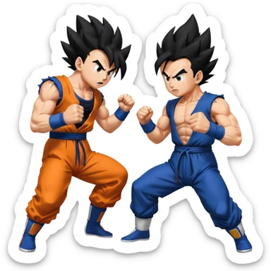 Goku vs Vegeta clashing punching struggling querral fight  sticker