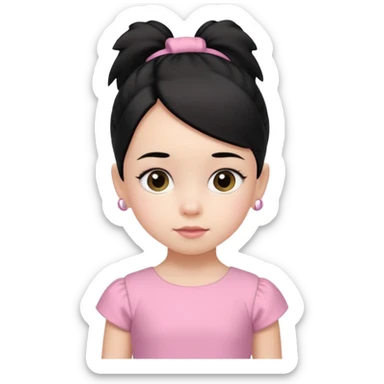 una chica pequeña con una cola color negro  de 4 años sticker