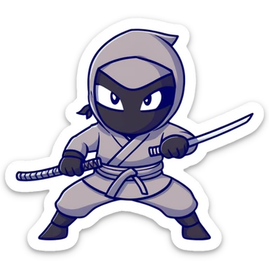 a cute cartoon ninja in action pose sticker