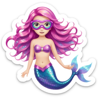 Mermaid wearing a light pink snorkel mask sticker