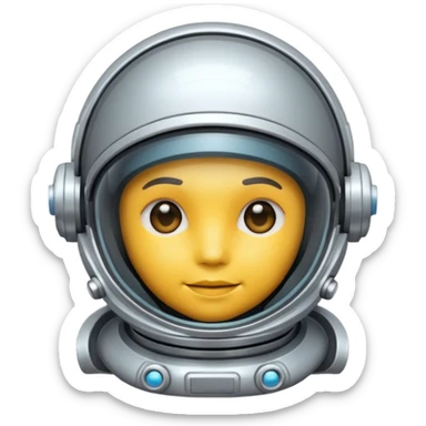Futuristic astronaut helmet, sci-fi cartoon emoji, no background sticker