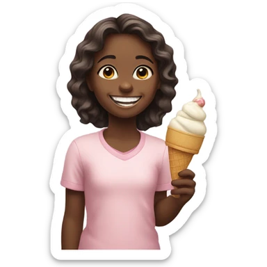 Little girl holding ice cream  sticker