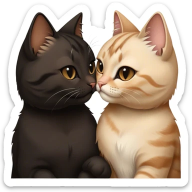 black and beige cats are kissing sticker