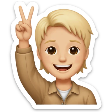 laughing emoji with tears coming out with peace sign sticker